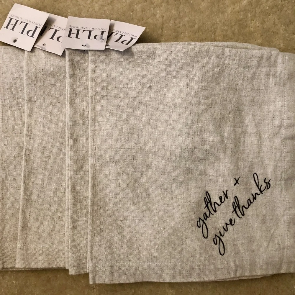 New Gather & Give Thanks Linen Napkins Set‎ of 4